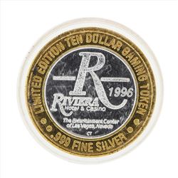 .999 Silver Riviera Hotel and Casino $10 Casino Gaming Token Limited Edition
