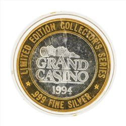 .999 Silver Grand Casino $10 Casino Gaming Token Limited Edition
