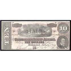 1864 $10 The Confederate States of America Note