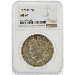 1926-D $1 Morgan Silver Dollar Coin Rare Toned NGC MS64