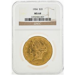 1904 $20 Liberty Head Double Eagle Gold Coin NGC MS64