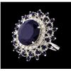 Image 1 : 14KT White Gold 13.70ctw Sapphire and Diamond Ring