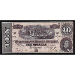 1864 $10 Confederate States of America Note