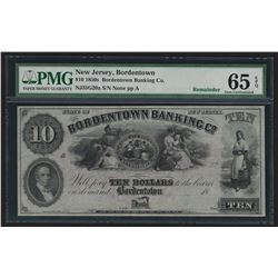 1850s $10 Bordentown Banking Co. Obsolete Bank Note PMG Gem Uncirculated 65EPQ