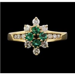 14KT Yellow Gold 0.30ctw Emerald and Diamond Ring