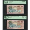 Image 1 : Lot of (2) 1987 $10 Government of the Cook Islands Currency Note PCGS 67PPQ