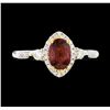 Image 1 : 18KT White Gold 1.08ct Orange Sapphire and Diamond Ring