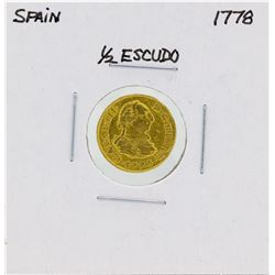 1778 Charles III Spanish 1/2 Escudos Doubloon Gold Coin