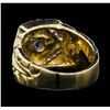 Image 3 : 14KT Yellow Gold Mens 0.70ct Sapphire and Diamond Ring