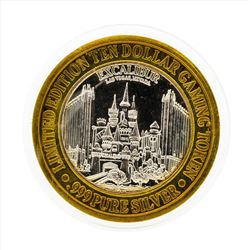 .999 Silver Excalibur Las Vegas $10 Casino Gaming Token Limited Edition
