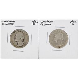 1932-S & 1932-D Washington Silver Quarter Coins