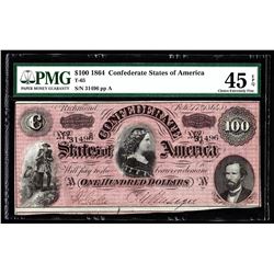 1864 $100 The Confederate States of America Note PMG Choice XF 45EPQ