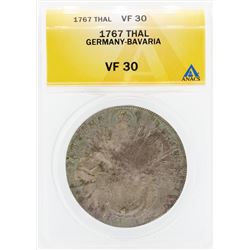 1767 Thal Germany Bavaria Coin ANACS VF30
