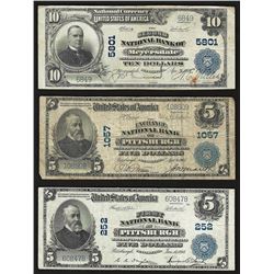 Lot of (3) Large Size Pennsylvania National Bank Notes