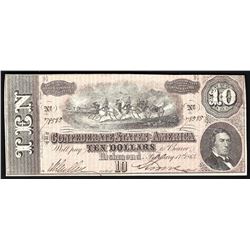 1864 $10 The Confederate States of America Note