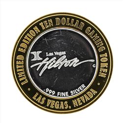 .999 Silver Las Vegas Hilton $10 Casino Gaming Token Limited Edition