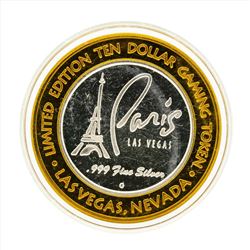 .999 Silver Paris Las Vegas $10 Casino Gaming Token Limited Edition