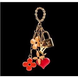 Louis Vuitton Pink Flowers and Heart Charm Pendant Necklace