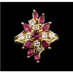 18KT Yellow Gold 1.60ctw Ruby and Diamond Ring