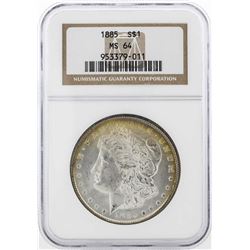 1885 $1 Morgan Silver Dollar NGC MS64 Great Toning