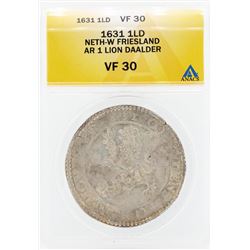 1631 Neth W Friesland AR 1 Lion Daalder Coin ANACS VF30