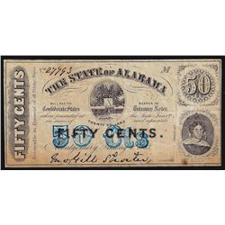 1863 Fifty Cents The State of Alabama Obsolete Note