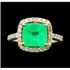 Image 1 : 14KT Yellow Gold 2.80ct Emerald and Diamond Ring