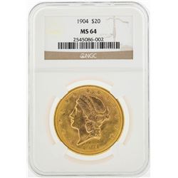 1904 $20 Liberty Head Double Eagle Gold Coin NGC MS64