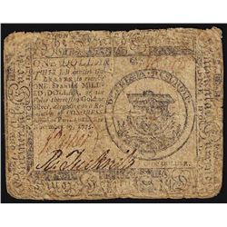 November 29, 1775 $1 Continental Currency Note