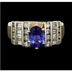 14KT Two Tone Gold 1.11ct Tanzanite and Diamond Ring