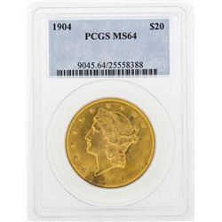 1904 $20 Liberty Head Double Eagle Gold Coin PCGS MS64