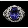 Image 1 : 18KT White Gold 8.01ct Tanzanite and Diamond Ring