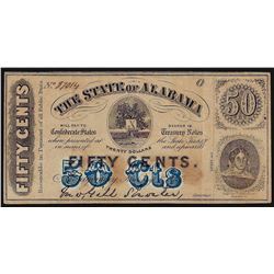 1863 50 Cent The State of Alabama Obsolete Note