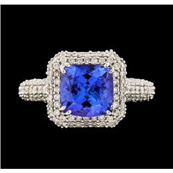 14KT White Gold 2.16ct Tanzanite and Diamond Ring