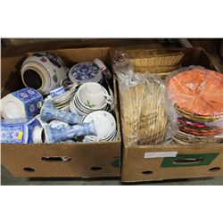 LOT OF EASTERN DISHES AND BOX OF BASKETS