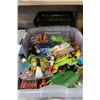 Image 1 : TOTE OF TOY FIGURES AND TOYS AND TOTE OF MOVIES