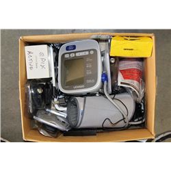 BLOOD PRESSURE MONITOR AND ASSORTED ELECTRONICS