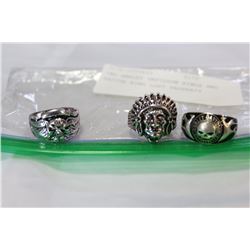 TWO HARLEY DAVIDSON RINGS AND NATIVE RING LOST PROPERTY