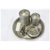 Image 1 : PEWTER SMOKERS SET MATCH HOLDER AND TABACCO TIN ETC ALL ON TRAY