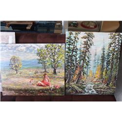 TWO ORIGINAL OTTO JEGODTKA PAINTINGS ON CANVAS "A SUMMER REST" AND "MISTY SUNRISE"