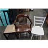 Image 1 : TUBCHAIR AND TWO PAINTED DINING CHAIRS