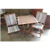 Image 1 : TEAK PATIO TABLE AND TWO CHAIRS