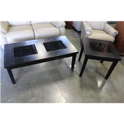 ESPRESSO FINISH GLASSTOP COFFEE AND ENDTABLE