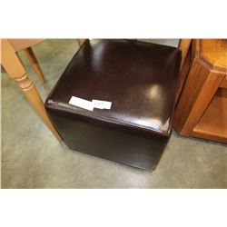 BROWN VINYL OTTOMAN