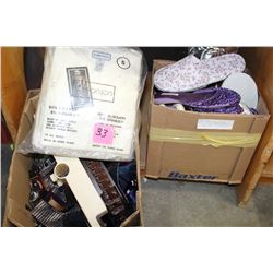 BOX OF NEW LA VIE ROSE AND OTHER SLIPPERS LADIES SHIRTS AND MENS TIES