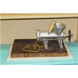 MEAT GRINDER AND TV TRAY