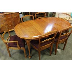 FRENCH ROVINCAL DINING TABLE WITH LEAF AND SIX CHAIRS