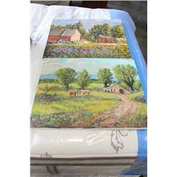 TWO ORIGINAL PAINTINGS ON CANVAS BY OTTO JEGODTKA "ON THE FARM" AND "MIDSUMMER REST"