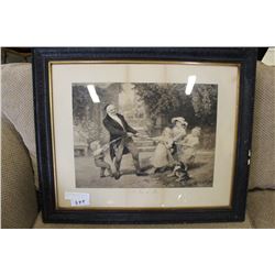 VINTAGE FRAMED PRINT A TUG OF WAR