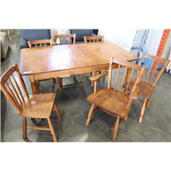 MAPLE DINING TABLE AND SIX CHAIRS TWO WITH ARMS